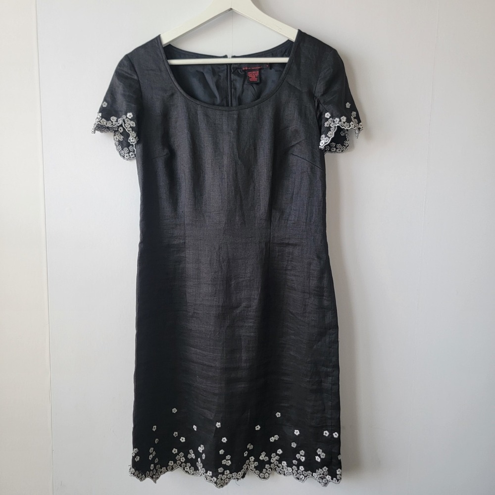 Debbie shuchat women's 100% Linen Minidress Dress size 6 Jewel Embellished Shift